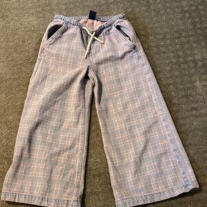 GAP Kids Plaid Wide-Leg Jeans - Light Pink & Light Gray